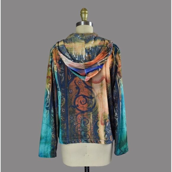 KAKTUS VINTAGE Y2K TIE DYE VELOUR ZIP HOODIE JACKET - Picture 5 of 9